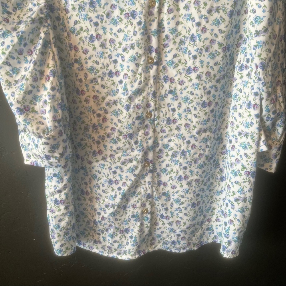 H by Halston Halston Whimsical Floral Button Front Cottagecore Blouse Size:XL - Picture 5 of 13
